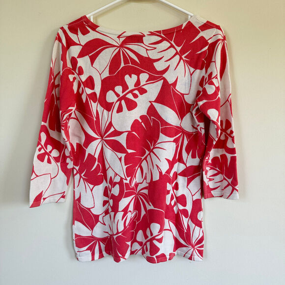 Tommy Bahama Knit Sweater Tropical Print 3/4 Sleeve Top Lightweight Women’s Sz S - Picture 5 of 9